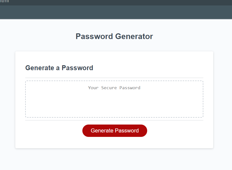 A screenshot of my password generator application