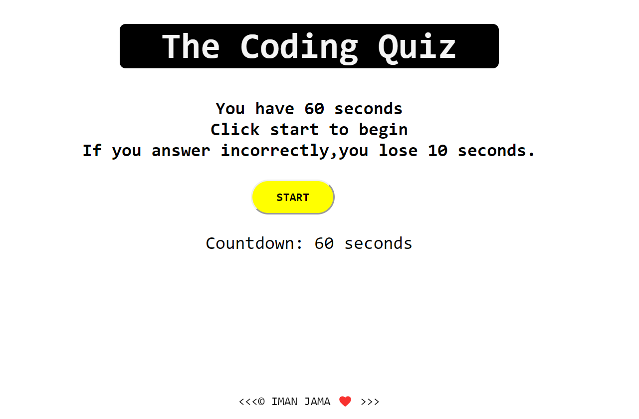 A screenshot of my Coding-quiz